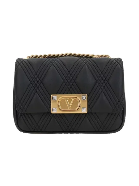 Torebka Valentino Garavani skórzana elegancka z logo czarna