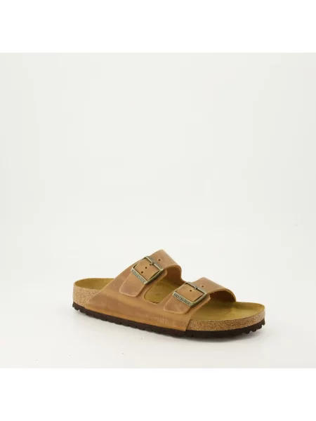Klapki BIRKENSTOCK Arizona LEOI Narrow cognac brązowe
