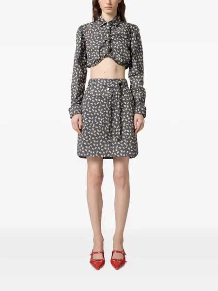 Fusta mini Msgm cu model floral cu imagine gri