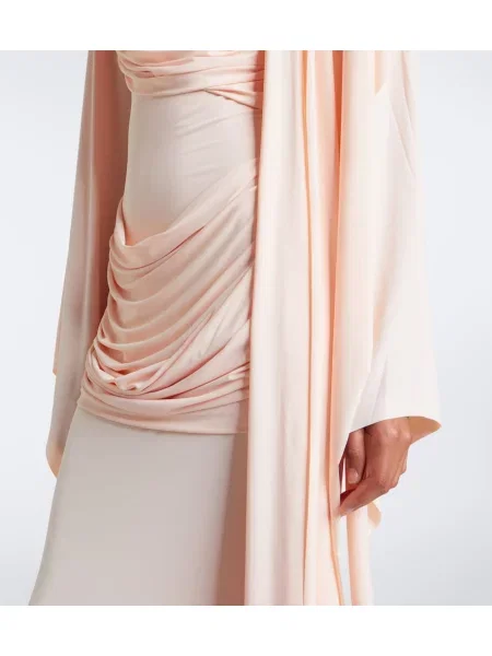 Rochie maxi De La Vali din jerseu drapată roz