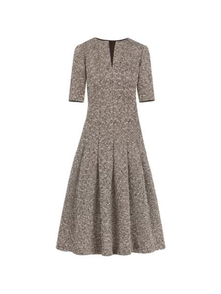 Rochie midi Oscar De La Renta din tweed maro