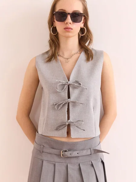 Olalook Vestă deschis gri