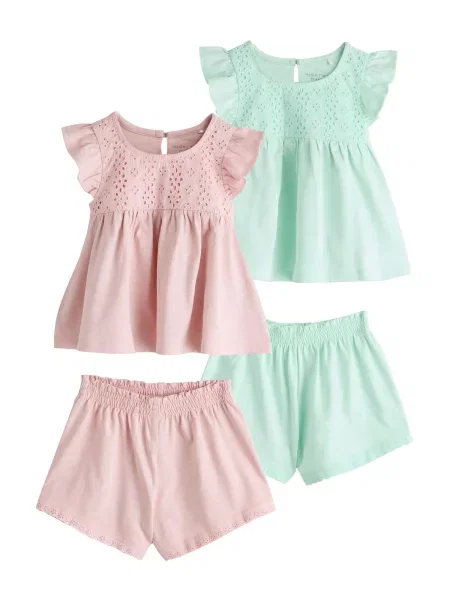 Next Pijamale mentă / roz verde