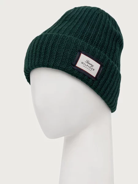 Tommy Hilfiger čiapka beanie pánska vlnená zelená