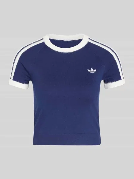 T-shirt Slim w kroju slim fit z mieszanki z wyhaftowanym logo Adidas Originals granatowa