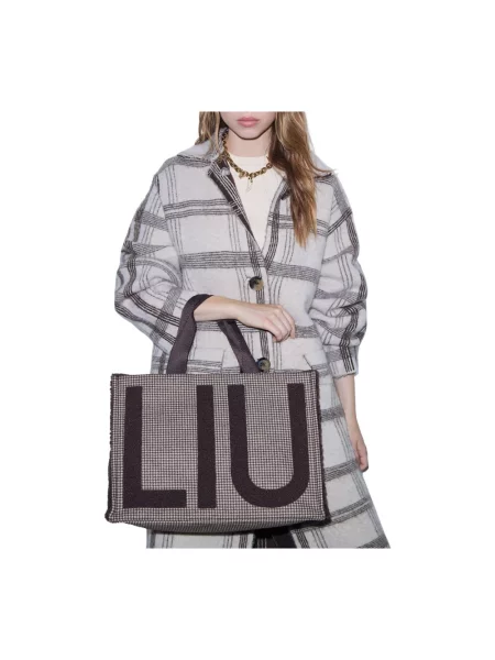 Torba typu tote z detalami z logo Liu Jo White brązowa