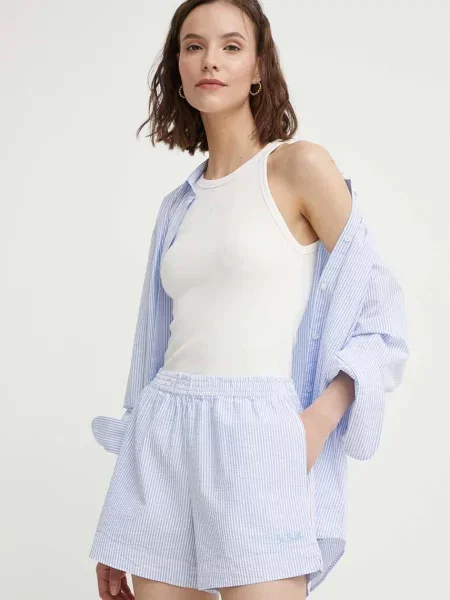 Saint Barth pantaloni scurti din modelator high waist albastru