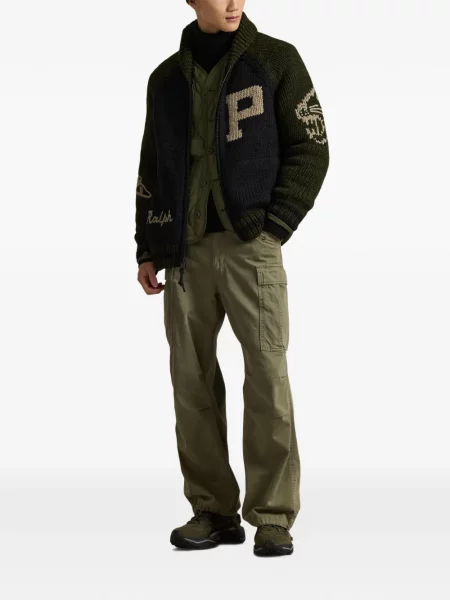 Tricou polo Polo Ralph Lauren cu glugă cu blană cu broderie roșu