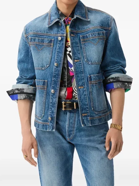 Blugi drepți Versace albastru