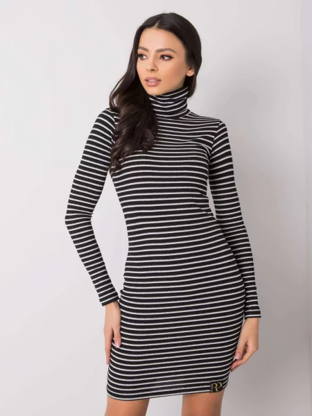Rochie Rue Paris cu dungi negru