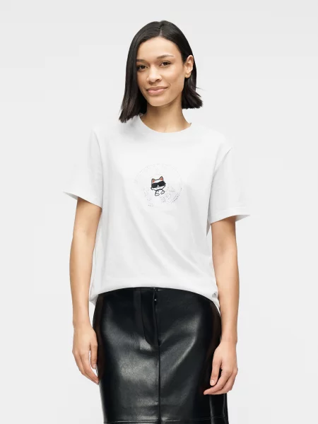 Karl Lagerfeld Tricou Ikon circle alb