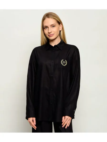 Karl Lagerfeld Jeans Cămașă Hotel Karl | cu adaos de in negru