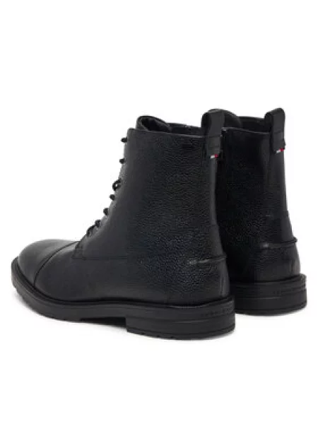 Tommy Hilfiger Gležnjarji Cleated Hilifger Scotch Lth Boot črna