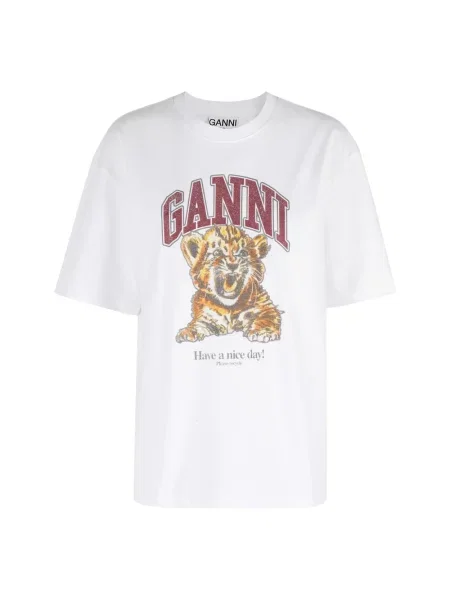 Koszulka Ganni w tygrysie prążki biała