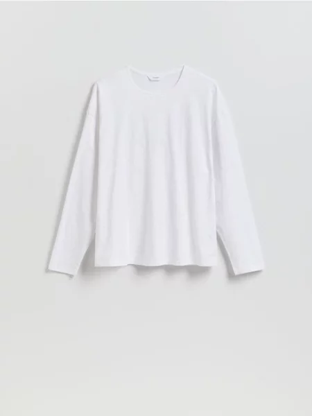 Reserved Tricou cu mânecă lungă din alb