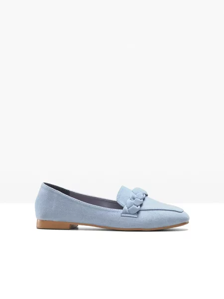Loafersy z plecionym paskiem niebieskie