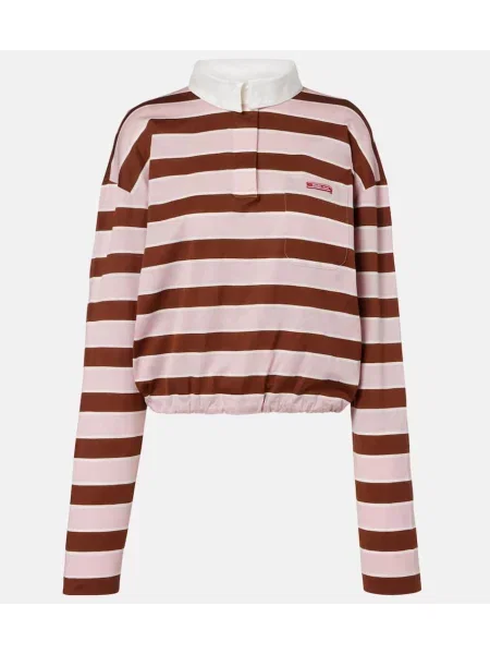 Pruhované zkrácené polotričko Prada jersey růžové