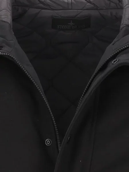 Vlněná parka Stone Island s kamínky černá