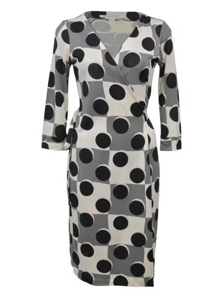 Rochie Dvf Diane Von Furstenberg cu buline de costum alb