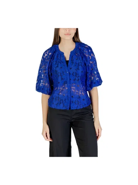 Desigual Bluzki Kobieta S Elegancka Bluzka z Długim Rękawem niebieski