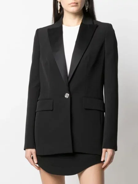 Marynarka Philipp Plein w tygrysie prążki jednorzędowa czarna