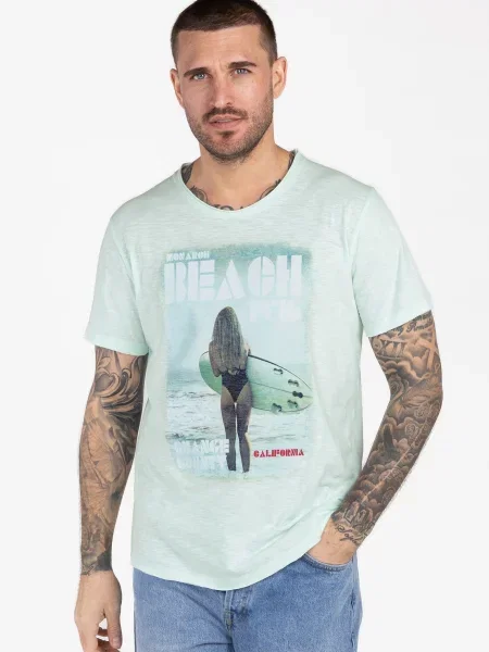 Key Largo Tricou KLMonarch Beach verde mentă / negru alb