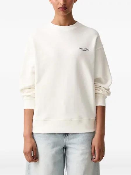 Hanorac crewneck Marc O'polo cu imagine cu decolteu rotund alb