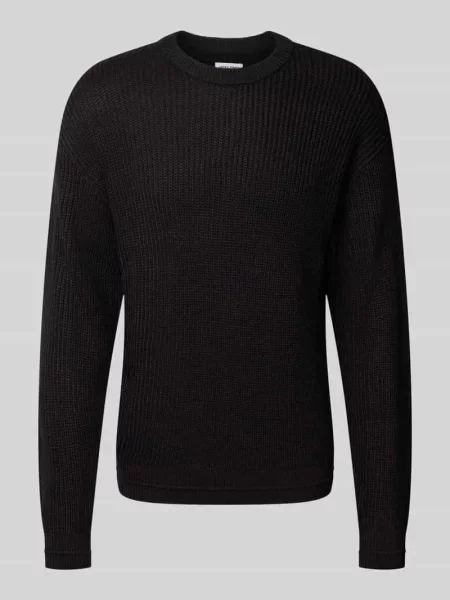 Sweter z dzianiny z okrągłym dekoltem model ‘KAITO’ Jack & Jones czarny