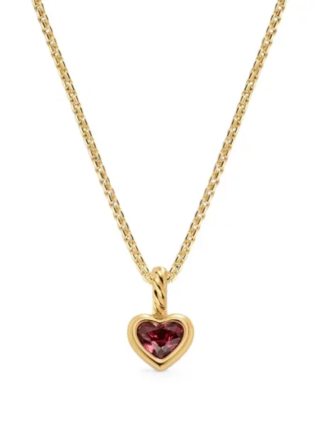 Colier David Yurman cu garnet cu motiv cu inimi