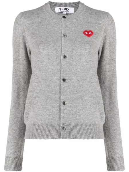 Cardigan Comme Des Garcons Play de lână cu imagine gri
