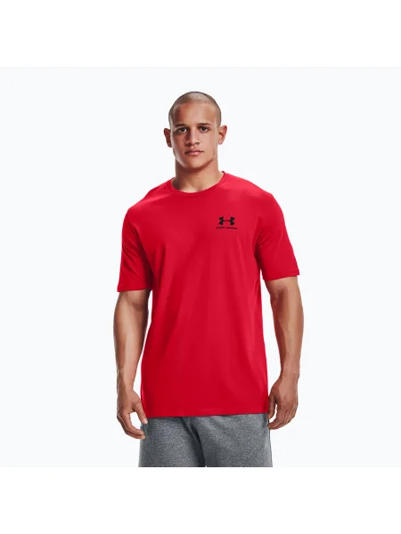 Under Armour Sportstyle Stânga piept SS tricou de antrenament pentru bărbați roșu/negru negru