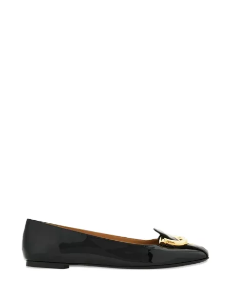 Balerini Ferragamo din piele cu cataramă negru