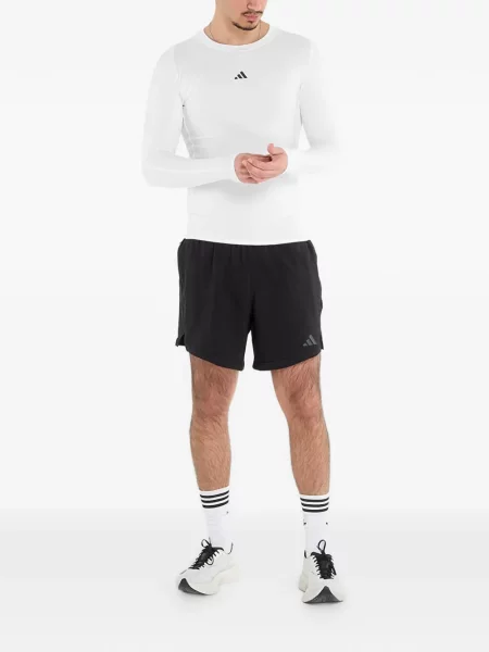 Lung tricou Adidas cu glugă cu dungi negru