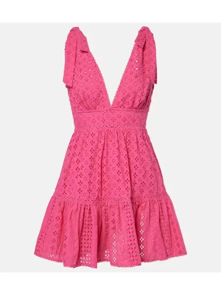 Rochie Poupette St Barth cu broderie roz