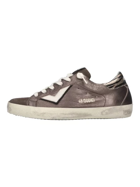 Sneakersy 4b12 skórzane brązowe