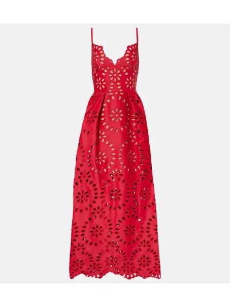 Rochie Elie Saab cu broderie din satin cu model floral roșu