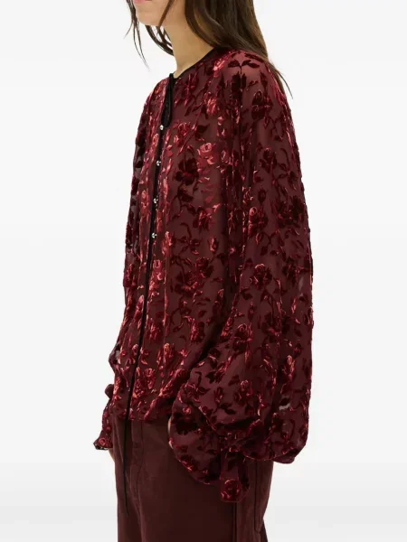 Bluză Ann Demeulemeester de catifea roșu