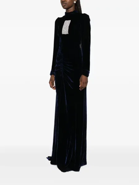 Rochie maxi Dunesi cu volane albastru