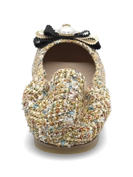 Balerini Casadei cu funde din tweed