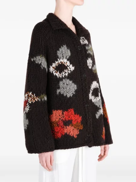Cardigan Casey Casey cu model floral maro