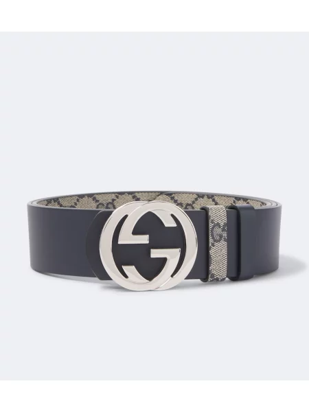 Cu centură reversibil curea Gucci din canvas albastru
