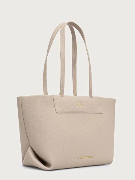 Geantă shopper Armani Exchange din piele bej