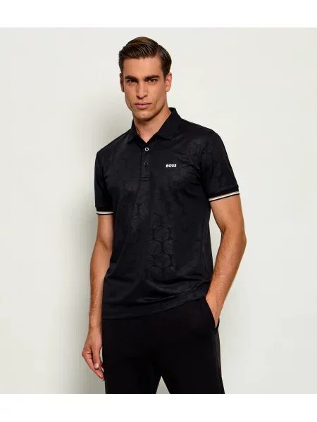Tricou polo Boss Green negru