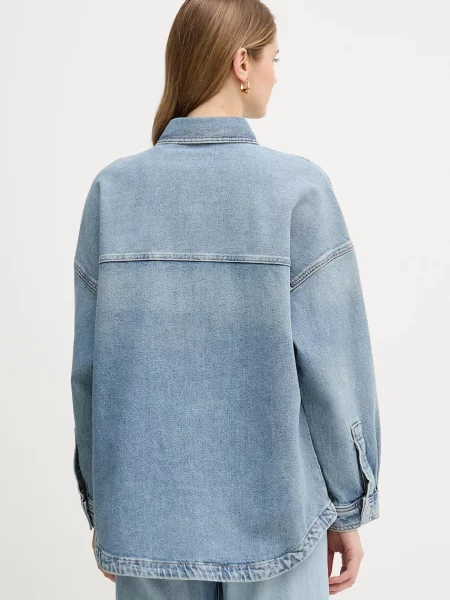 Džínová košile Calvin Klein Jeans relaxed s klasickým límcem modrá