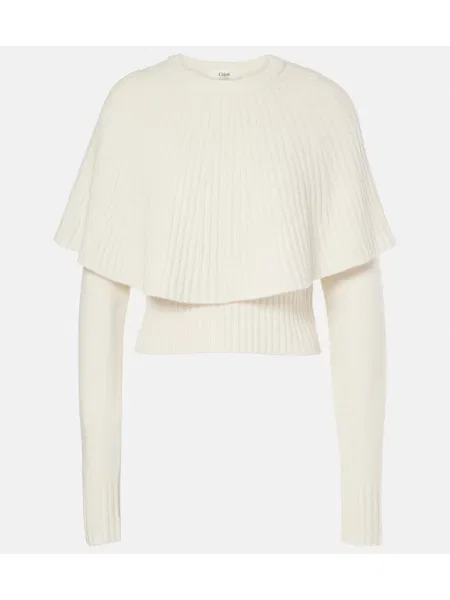 Pulover Chloé de lână alb