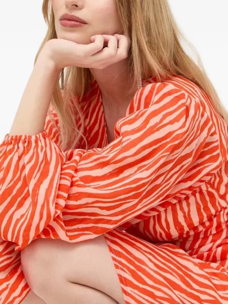 Rochie mini Notes Du Nord cu imagine cu model zebră de costum portocaliu