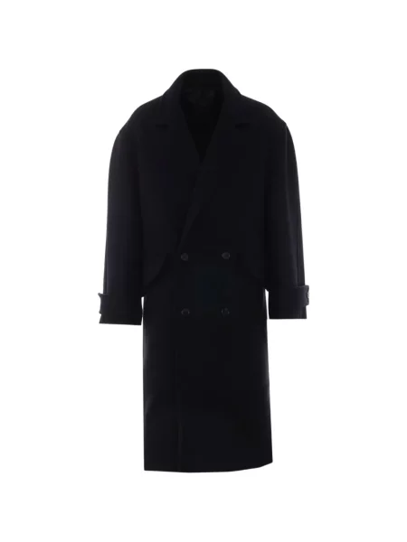 Dvouřadý opásaný kabát Lanvin černý