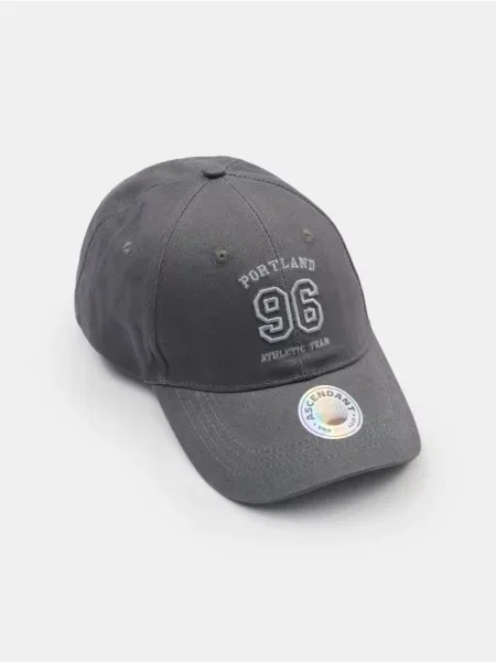 Sinsay czapka z daszkiem i haftem szary