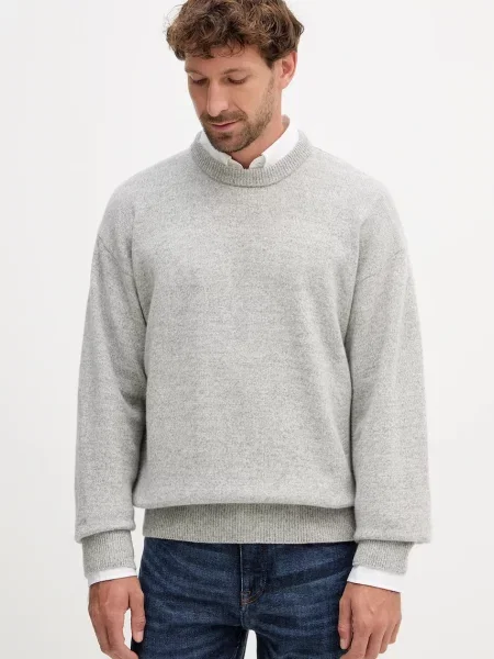BOSS pulover de lână gri