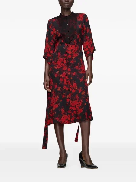 Rochie midi Maison Margiela cu model floral cu imagine negru